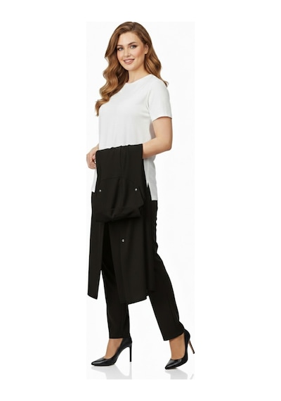Nazal Kadın Taşlı Bluz Pantolon Tunik 3 Lü Takım Bgl-st04733 Siyah