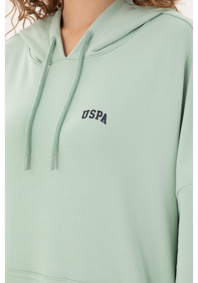 U.S. Polo Assn. Kadın Su Yeşili Kapüşonlu Basic Sweatshirt 50297324-VR048