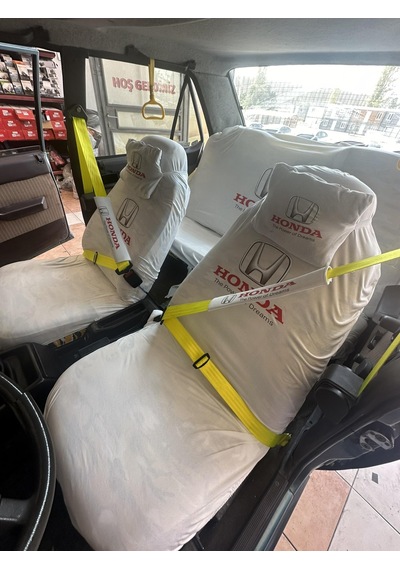 Honda Baskılı Oto Servis Kılıfı, Kemer Pedi, Yastık Takımı Beyaz Beyaz