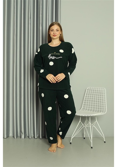 Akbeniz Welsoft Polar Kadın Büyük Beden Petrol Rengi Pijama Takımı 808045 - 4xl Petrol