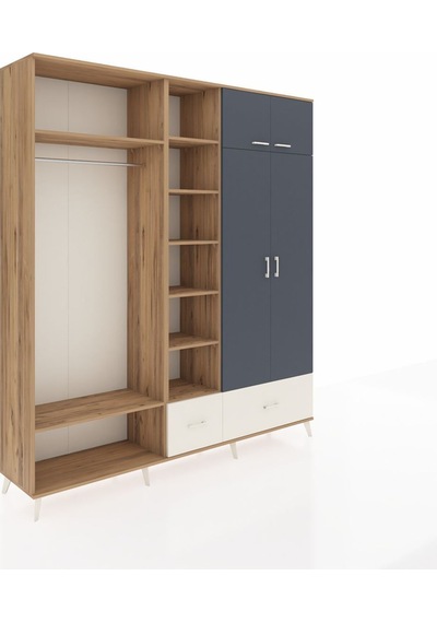 Hyperion Dolap 12 Raflı 2 Çekmeceli 2 Askılı 220x44x243 Çam-antrasit/aytaşı Çok Renkli Hyperion Dolap 12 Raflı 2 Çekmeceli 2 Askılı 220x44x243 Çam-antrasit/aytaşı Çok Renkli