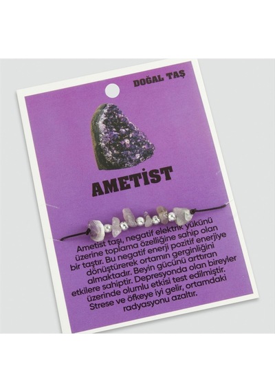 Ametist - 982 - Doğaltaşlı İp - Nazblsmm - Bileklik Mor