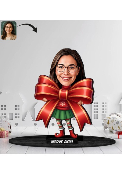 Bk Gift Kişiye Özel Kadın Yılbaşı Tasarımlı Karikatür Biblo -17, Yılbaşı Hediyesi, Yeni Yıl Hediyesi Kobitmeyencom35643 Bk Gift