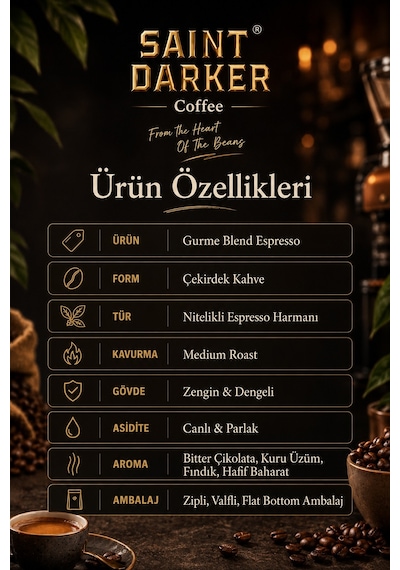 Saint Darker Gurme Espresso Çekirdek Kahve 1 KG