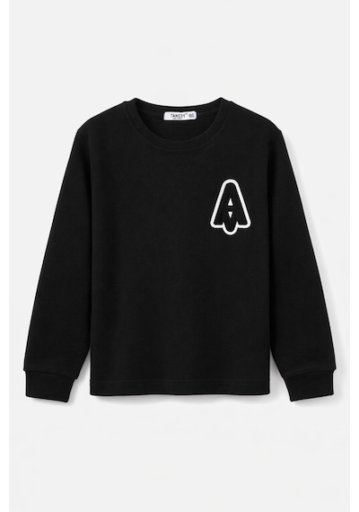 Tanem Kids Erkek Çocuk Jakarlı Siyah Örme Sweatshirt Siyah