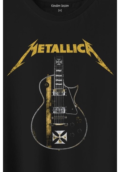 Metallica Iron Cross Gitar Baskılı Tişört Unisex T-shirt 001