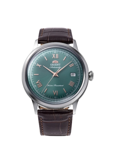 Orient Bambino Ra-ac0023e30b Kurmalı Otomatik Deri Kahverengi Yeşil Kadran 41 Mm Erkek Kol Saati Gri