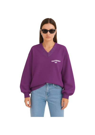Benroma Calıfornıa Baskılı Ünisex V Yaka Sweatshirt Çok Renkli