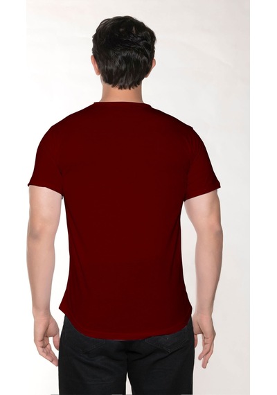 Black Horn Erkek Geniş Yaka %100 Pamuk Salaş T-shirt Bordo