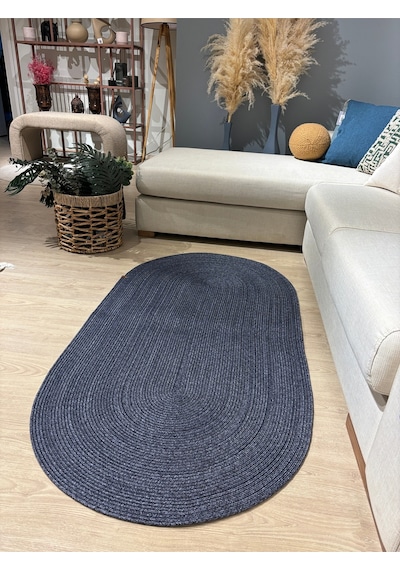 Mavaux Galileo Oval Jüt Yuvarlak Hasır Görünümlü Klasik Halı Kilim Bambulaci