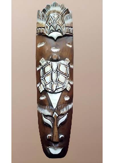 Dekoratif Ahşap Totem Aborjin Tiki Mask 49cm El Yapımı Duvar Deko