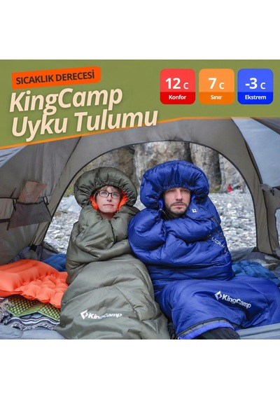 Kingcamp Huran 250 Konforlu Uyku Tulumu Green Sol F. Yeşil