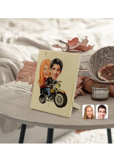 Kişiye Özel Sevgililer Karikatürlü Dekoratif Ahşap Çerçeve Model (539866805)