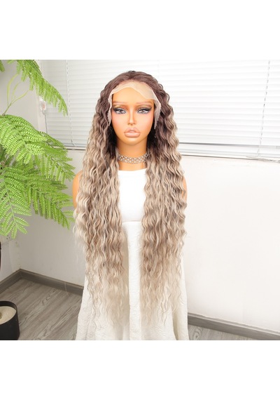 Kumral Beyaz Platin Ombre Ve Röfleli Fiber Sentetik Tül Peruk