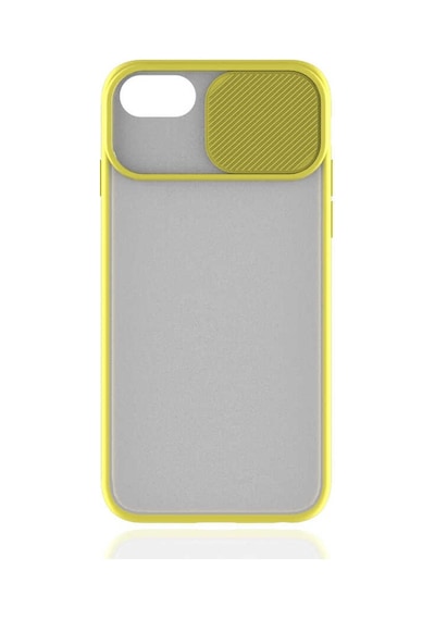 Kilifone - Apple Uyumlu iPhone 7 - Kılıf Slayt Sürgülü Arkası Buzlu Lensi Kapak - Sarı