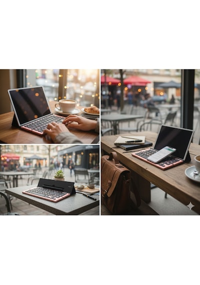 Brivona Katlanabilir Bluetooth Klavye Telefon/tablet Standlı Taşınabilir