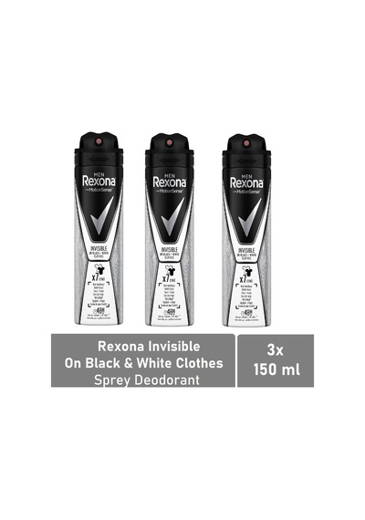 Rexona Men Invisible Black+White Erkek Sprey Deodorant 3 x 150 ML