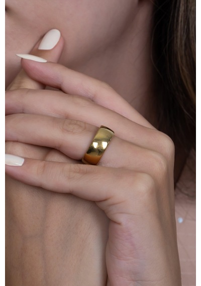 Unisex 8mm Geniş Bombeli Çelik Alyans Yüzük Cl19 001