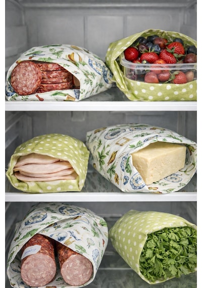 Balmumu Gıda Saklama Bezleri Premium 3 Lü Set 30 30 Cm - Heirloom Garden Serisi Çok  Renkli