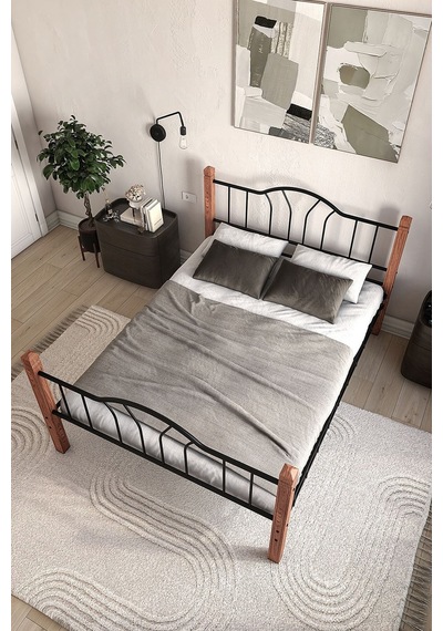 Argimo Pasifik Çift Kişilik Ferforje Metal Karyola 150 x 200 Siyah