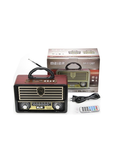 Şarjlı Nostaljik Retro Radyo Sd Kart Usb Bluetooth Fm Radyolu Taşınabilir Kablosuz Hoparlör M-113bt
