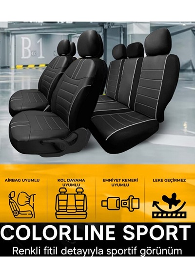 Renault Fluence 2010 Ve Sonrası Uyumlu Colorline Sport Deri Siyah