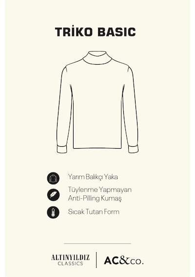 AC&Co / Altınyıldız Classics Standart Fit Normal Kesim Yarım Balıkçı Yaka Erkek Triko 4A4923100005SYH3XL Siyah