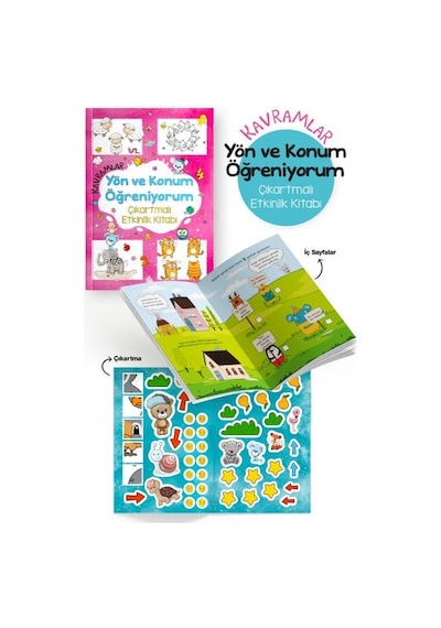 Kavramlar Yön Ve Konum Öğreniyorum Çıkartmalı Etkinlik Kitabı - 3 Yaş +