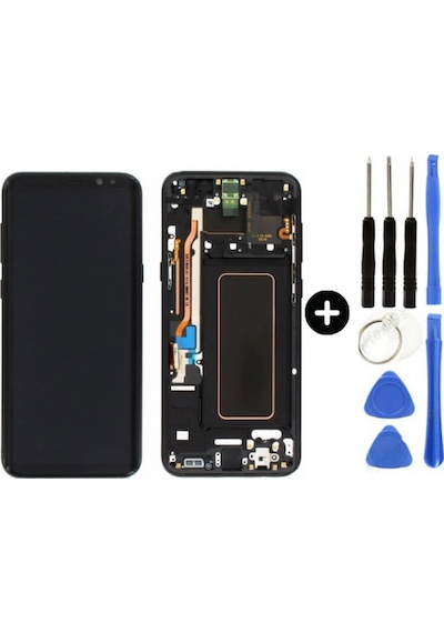 Samsung Galaxy S8 Plus Sm-g955 Uyumlu Çıtalı Yan Sanayidir Lcd Ekran Dokunmatik Siyah + Tamir Seti