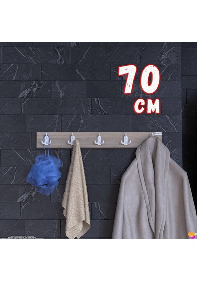 Modilayn Arı Serisi 66,4x9,6 Cm 5'li Set 15 Kancalı Banyo Askısı Ekstra Düzen Ve Yer Tasarrufu Cordoba