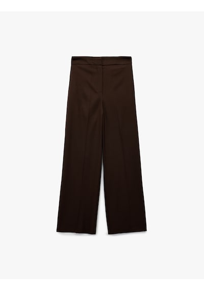 Koton Geniş Paça Yüksek Bel Viskon Karışımlı Kumaş Pantolon Kahverengi 6wak40218uw Kahve