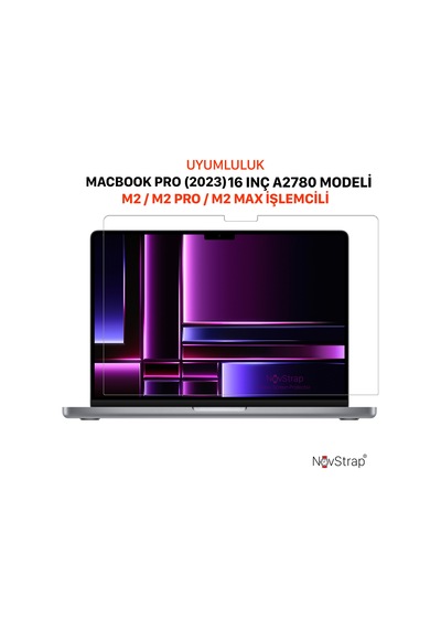 NovStrap Apple Uyumlu MacBook Pro 2023 16 inç M2 Pro Max A2780 ile Ekran Koruyucu Parlak Nano Film