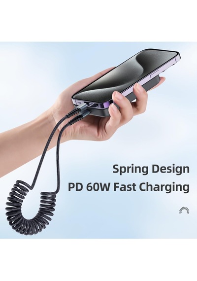 60w Type-c To Type-c, 1.5m, 3a, Örgü Şarj Ve Data Kablosu, Siyah