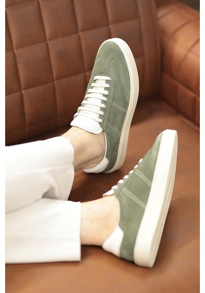 Shoetyle - Yeşil Hakiki Süet Bağcıklı Erkek Sneaker 666-3071-1249