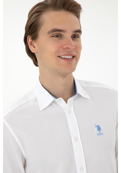 U.s. Polo Assn. Erkek Beyaz Gömlek Desenli 50292303-vr013 Beyaz