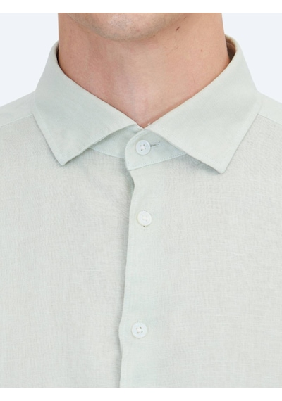 Kip Mint Düz Regular Fit Uzun Dokuma Casual Pamuk Karışımlı Gömlek