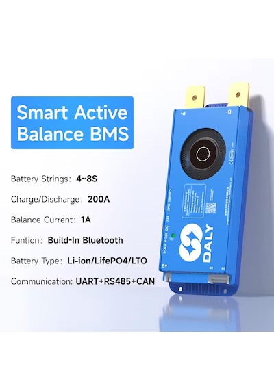 Daly 4-8s 200a Smart Bms Aktif Balanslı Bt + Rs485 + Can