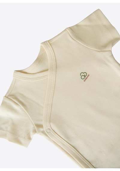 KitiKate Organik New Basic Uzayan Kruvaze Kısa Kol Body Natural Krem