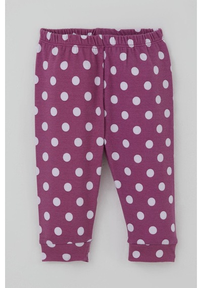 Breeze Kız Bebek Pijama Takımı Omuzdan Patlı Beyaz Puantiye Desenli 4 Ay-1 Yaş, Eflatun Eflatun