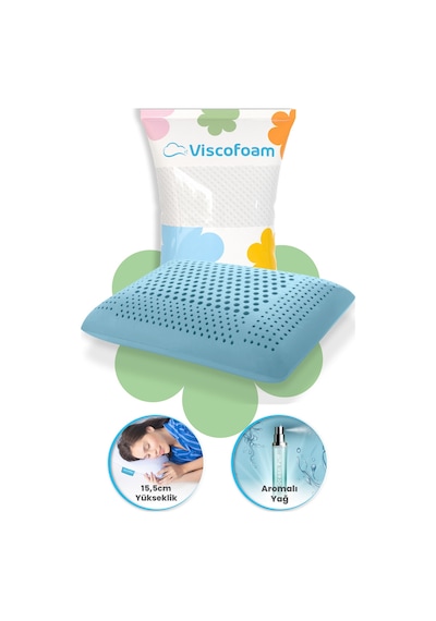 Viscofoam Aroma Terapi Hava Kanallı Ortopedik Yastık Visco Yastık Okyanus Esintisi 60x40x16cm