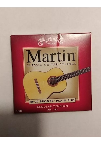 Martin M220 80/20 Bronze Plain End Classical Guitar Teli Seti