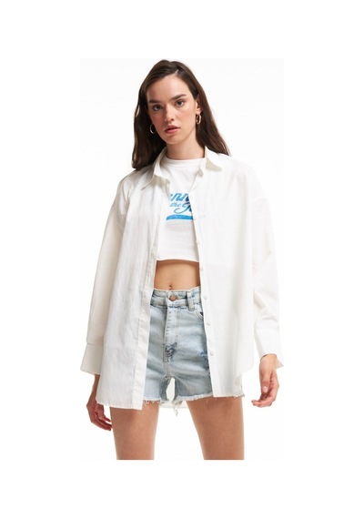 Quzu Oversize Gömlek Ekru