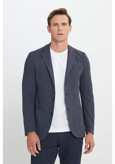 Ac&co Erkek Lacı Slim Fit Dar Kesim Mono Yaka Desenli Torba Cepli Ceket