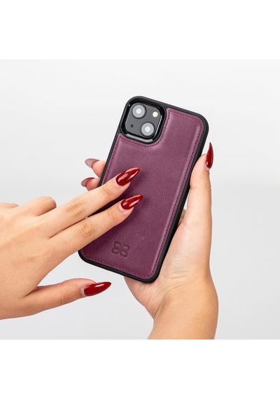 Bouletta Apple İphone 13 Uyumlu Deri Arka Kapak Cz7 Mor