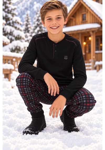 Tarık İki İplik Gez Boy Erkek Pijama Takımı 11-16 Yaş -ta4475310 - Bordo