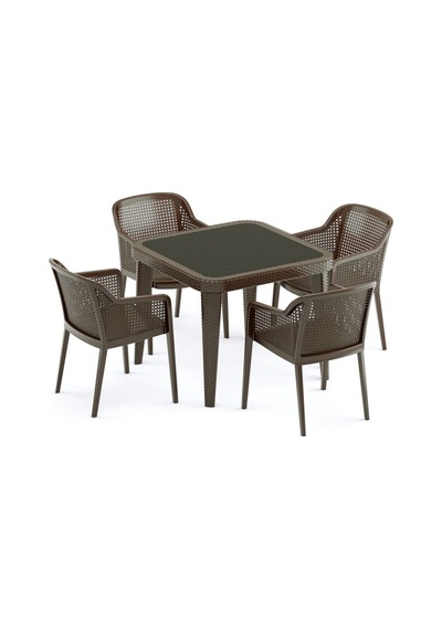 Bintaşmobilya Venge Rattan Plastik Bahçe Masa Sandalye Takımı Venge