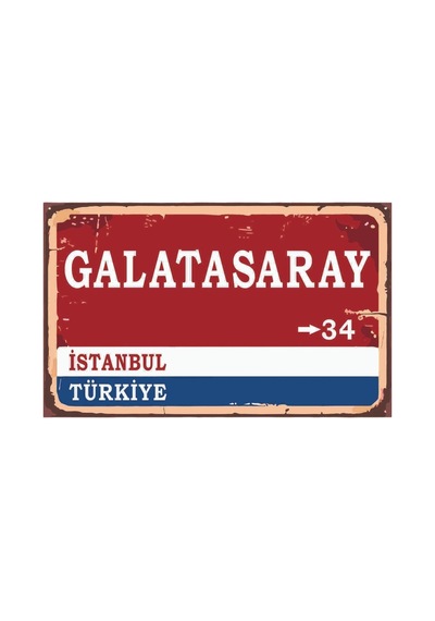 Galatasaray Yön Tabelası Retro Vintage Ahşap Poster - 306188939