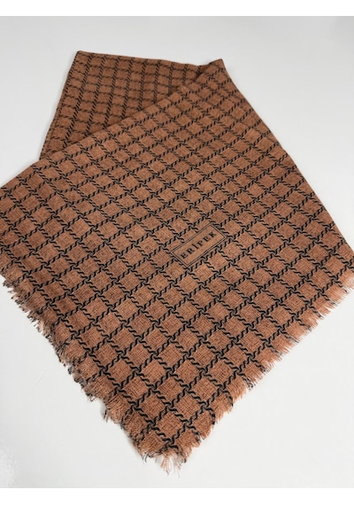 Eripek Desenli Flamalı Keten Eşarp- 06112 Kiremit