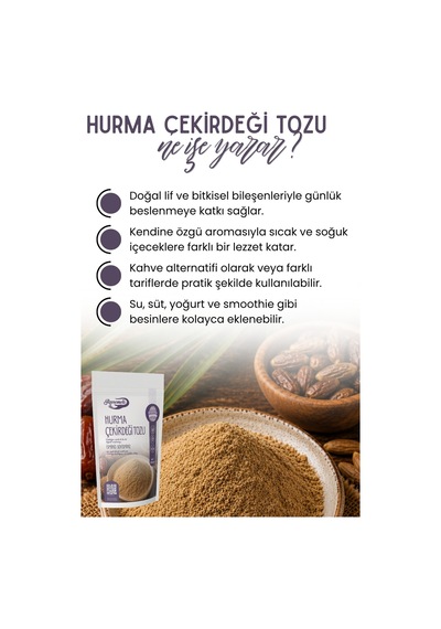 250 Gr Hurma Çekirdeği Tozu Unu %100 Doğal