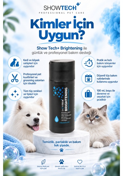 Showtech Brightening Parlatıcı Etkili Kedi Beyaz Köpek Şampuanı 100 Ml - 35:1 Konsantre